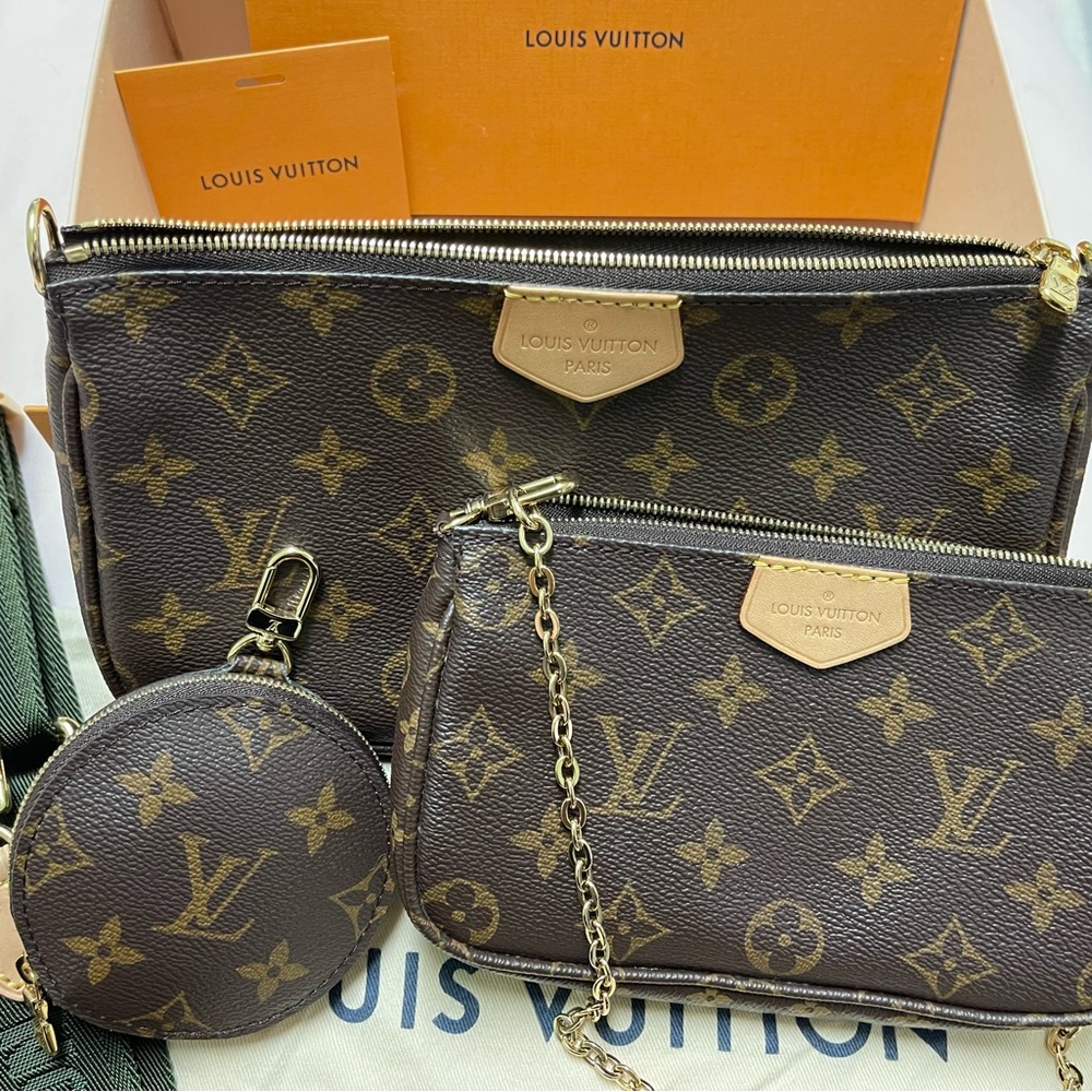 Louis Vuitton Brown Monogram Crossbody Bag with Gold Hardware